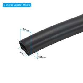 PATIKIL 0.55 x 0.53 x 39.4inch (3 Feet) Length Door Seal Strip, E Shape Freezer Door Sealing Replacement EPDM Weather Stripping for Insulation Gap, Black