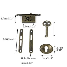 Coshar Small Bronze Antique Lock Mortise Chest Lock Decorative Lock Pack of 2