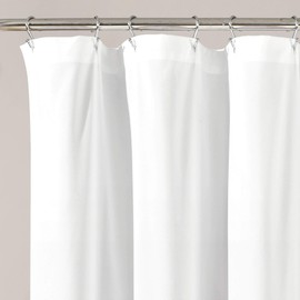 Lush Decor Avery Shower Curtain Ruffled Vintage Chic Farmhouse Style Bathroom, 72” x 72”, White