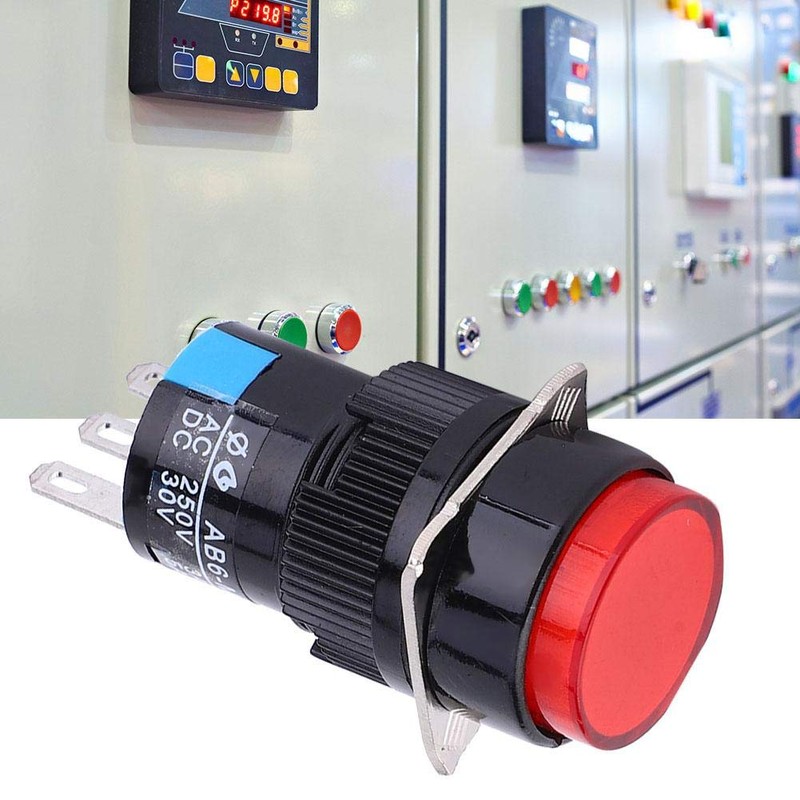 5PCS Round Button Switch, Momentary Push Button Switch LA16-11/AB6-M AC