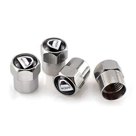 Generic DYHP-A10-Code-2032-Class 7 -- 4 chrome valve caps with Dacia logo - for Dokker, Sandero, Logan, Duster