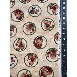 Marcus Fabrics Christmas Be Merry Bears Teresa Kogut Cotton Fabric 1/2 Yard Marcus Fabrics