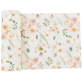 LifeTree Baby Swaddle Blankets, Muslin Swaddle Blankets Boys Girls Swaddling Wrap Receiving Blanket for Newborn, 70% Viscose Bamboo and 30% Cotton, Large 47" x 47", WildFloral Pattern