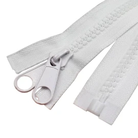 YaHoGa #10 - Cremalleras de plástico grandes separadoras de 100 pulgadas, color blanco con doble lengüeta deslizante, cremalleras resistentes para costura, saco de dormir, barco, marino, lona, cubierta, cama para perro, tienda de campaña (100 pulgadas DP