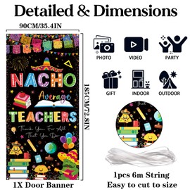 Teacher Appreciation Decorations Door Cover - Black Nacho Average Teachers Decoration Porch Sign, Thank You For All That You Do Decor for Mexican Teacher Appreciation Week School Office Classroom