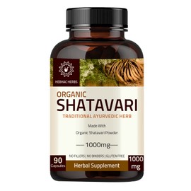 Hebhac Herbs Hebhac Herbs Shatavari Capsules 1000mg | Organic Shatavari Capsules (90 Capsules) 45 Day Supply | an ayurvedic Herb for Vata & Pitta, (90 Capsules)