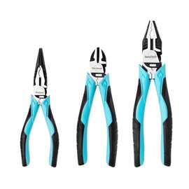 DURATECH 3Pcs High Leverage Pliers Set | 200mm Combination Pliers | 160mm Diagonal Cutting Pliers | 160mm Long Nose Pliers | for Home and Professional Use