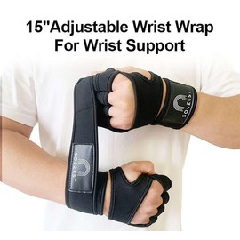 Solzest Weight Lifting Workout Gloves with Wrist Wraps for Men and Women (Medium), Black