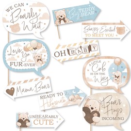 Big Dot of Happiness Funny We Can Bearly Wait - Teddy Bear Baby Shower Photo Booth Props Kit - 10 Piece