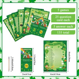 Chinco Chinco 127 Pcs St. Patrick's Day Games Cards Lucky Shamrock Cards St. Patrick's Day Party Game Trivia Game for Adults Kids Irish Classroom Games Activities Birthday Party Supplies