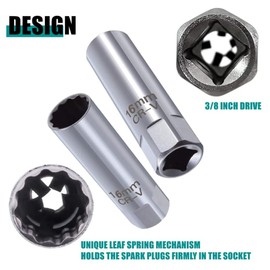 ZHEHENG 16 mm Spark Plug Socket 12 Point Thin Wall Spark Plug Removal Tool 3/8 Inch Drive Thin Wall Magnetic Removal Tool Automobile Sparking Plug Wrench