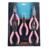 5pcs Mini Pink 4in Metal Pliers Set Kit Cutter Handwork