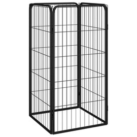 CHARMMA Dog Playpen Black Powder-Coated Steel 19.7 x 39.4 in Dog Playpen,Dog Kennels & Runs-171793
