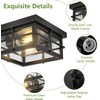 Asnxcju Modern Outdoor Ceiling Light Fixtures, 2-Light Black Flush Mount
