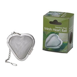 HIC Heart Shaped Loose Tea Leaf Strainer and Herbal Infuser, 18/8 Stainless Steel, Mesh Tea Ball, 2.5-Inch