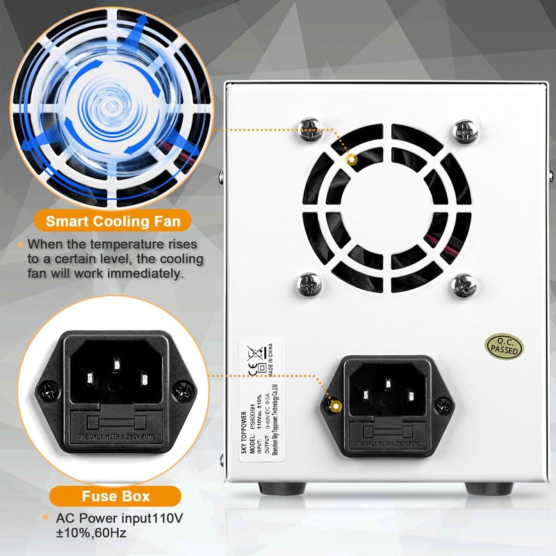 Variable DC Power Supply, 0-60V 0-5A Adjustable Bench Power Supply