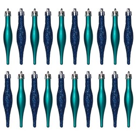 20 x Christmas Tree Tear Drop Droplet Baubles Decorations -Plastic, Kingfisher Teal Blue