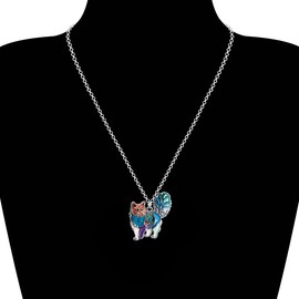 WEVENI Alloy Floral Kitten Cat Necklace Chain Enamel Pendant Pets Jewelry for Women Girl Charm Gift, enamel Metal, not known,