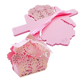 ONEBO Pack of 25 Candy Boxes, Christmas Gift Boxes, Confetti Gift Box, Wedding Favours, Candy Box, for Wedding, Birthday, Christmas (Pink)