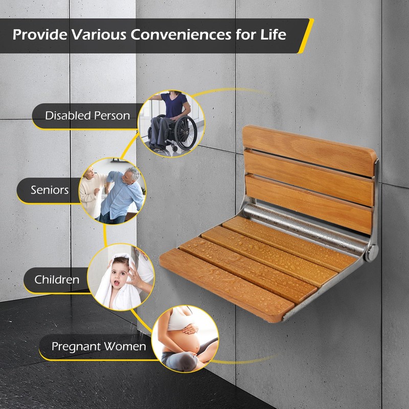 Dyna-Living Folding Shower Seat Wall Mounted Fold Down Shower Seat
