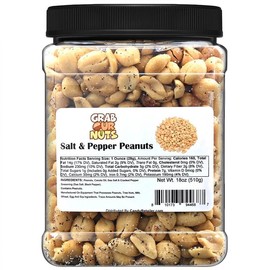 Grab Our Nuts Salt and Pepper Flavored Roasted Peanuts - High Protein Snack - 18 Ounces