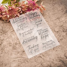 Basic Phrase Sentiment Clear Stamps Happy Anniversary Thank You Encourage Words Silicone Rubber Stamps for Christmas Card Making DIY Paper Art Scrapbooking