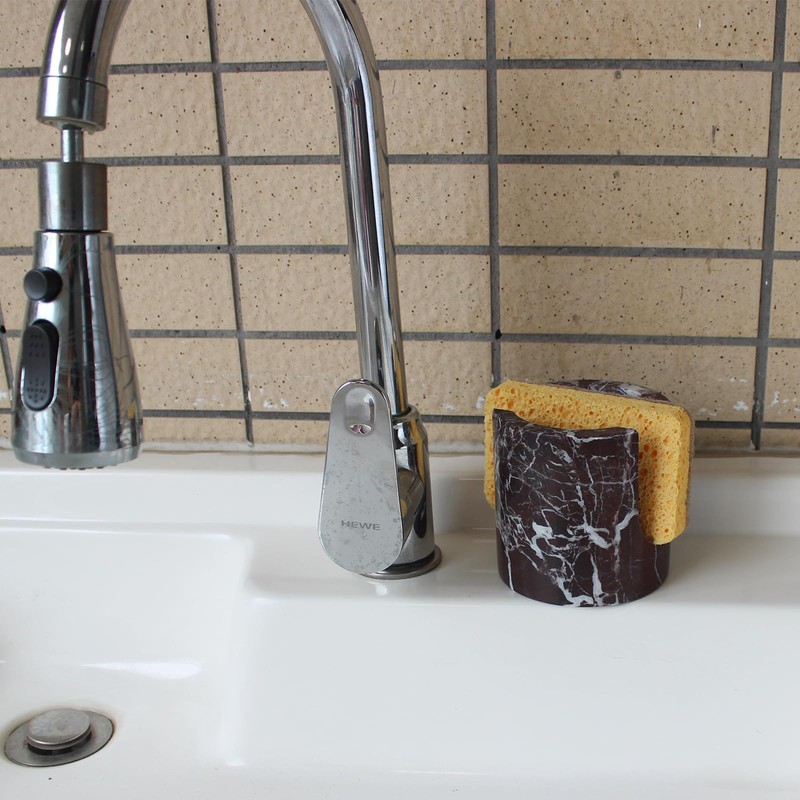 Natural Rosa Levanto Marble Sponge Holder for Kitchen Counter, Drying