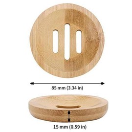 Kandid Bamboo Circular Soap Dish - Draining Soap Dish For Hard Soap For Sinks and Showers - 8cm x 8cm x 1.5cm