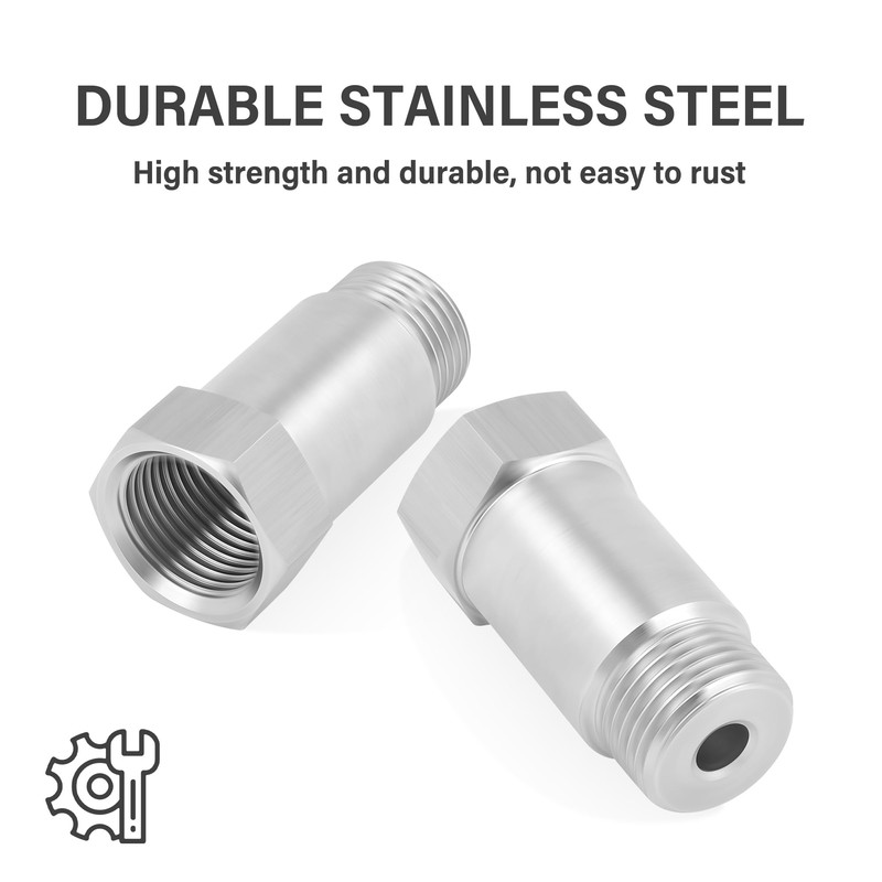 2PCS M18x1.5 45mm O2 Sensor Spacer Extender,Stainless Steel Oxygen Sensor