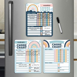 Hadley Designs Chore Charts Set of 3 for Multiple Kids:_Boho Rainbow