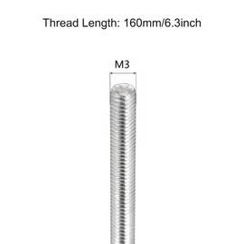 TA-VIGOR 5Pcs M3 x 160mm Fully Threaded Rod, 304 Stainless Steel Studding Rod Bar, Right Hand Threads Rods for Anchor Bolts, Clamps, Hangers and U-Bolts