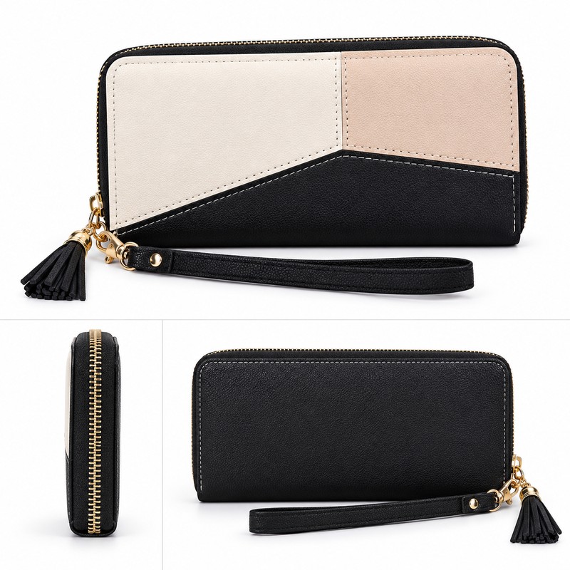 Women's Long Zipper Wallet for Everyday Organization – PU Leather