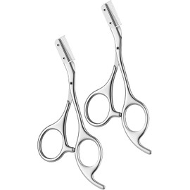 Tijeras 2 en 1 de Acero Inoxidable para Cejas 2026, Recortador con Peine,Profesional para Depilación. (Plata X2)