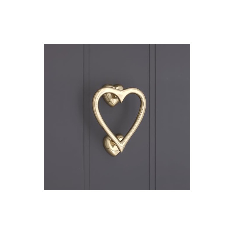 Infinity Decor Polished Brass Heart Shaped Door Knocker for Entrance