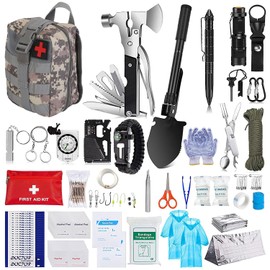 KOCASO 125Pcs Survival Kits Professional Emergency Survival Gear Tactical First Aid Kit Supplies for Outdoor Adventure Camping Hiking Hunting