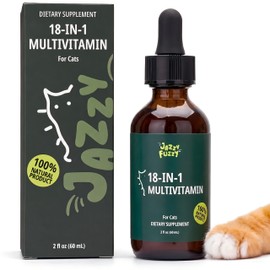 18-in-1 Liquid Multivitamin, Taurine & Lysine for Cats, Cat Liquid Vitamin, Senior & Picky Cats, Supports Immune, Skin & Coat, Energy & Overall Wellness, Chicken Flavor, 2 fl oz