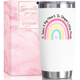 Fimibuke Gifts for Teacher from Students - 20 OZ Tumbler Christmas Gifts for Teacher Appreciation Insulated Cups Big Heart Unique Boxed Gifts for Xmas, Birthday Thanksgiving Gifts Tumblers for Teacher