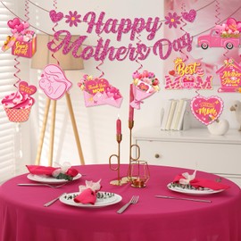 Mothers Day Decorations, Mothers Day Party Decorations includes Happy Mothers Day Banner and Hanging Swirls, Mother Day Party Decorations Hanging Swirls for Mothers Day Decorations for Home Office