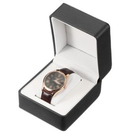 sourcing map Watch Travel Case, PU Leather Watch Storage Box 1 Slot Watch Holder Organize, Portable Watch Case Box Leather Watch Roll for Men and Women Gift Birthday Anniversary, Black