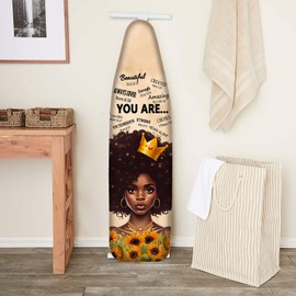 Dudietry Ironing Board Cover Standard Size 15"x54", Thick Padding with Elastic Edge African American Afro Black Girl