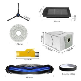 aoteng Replacement Parts for ECOVACS DEEBOT T50 Pro Omni / T50 Omni Robot Vacuum Cleaner Accessories Kit 21 Packs 2 Main Brushes, 4 Filters, 6 Side Brushes, 4 Mop Cloths, 4 Dust Bags, 1 Bumper Stripe