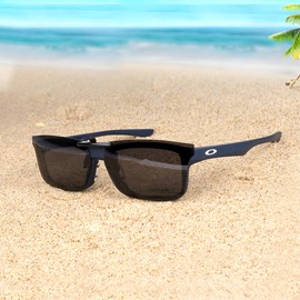 Polarized CLIP-ON Sunglasses for Oakley Ox8081 Plank 2.0 (Black, 53 X 18)