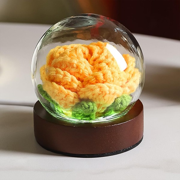 Naimo Crystal Ball Night Light Crochet Flower Light Glass Ball