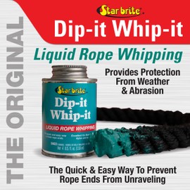 STAR BRITE Dip-It Whip-It Liquid Rope Whipping - Permanent & Flexible Rope End Sealer, Prevents Unraveling, Ideal for Marine Use - White 4 OZ. (084904B)