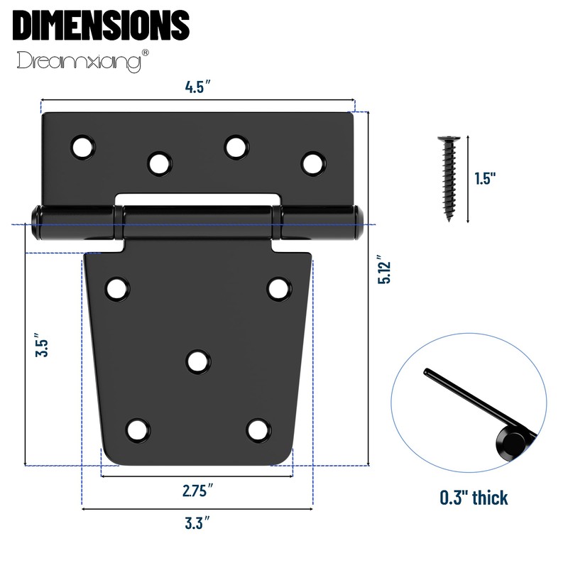 Dreamxiang 3.5 Inch Heavy Duty Gate Hinges, Gate Hinges for