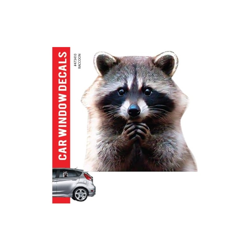 Animal Car Window Decals Funny 3D Weatherproof Decals (Raccoon)