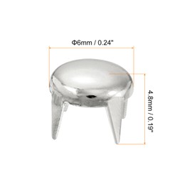 sourcing map Pack of 100 6 mm Silver Round Dome Rivets Metal Claw Beads Nail Head Rivets Spike Rivets Punk Rock DIY for Leather Crafts Clothing Belt Bag Shoe Bracelet Accessories