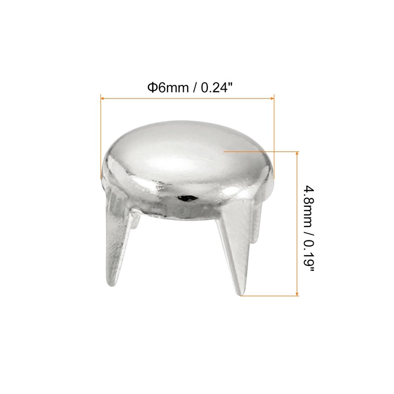 sourcing map Pack of 100 6 mm Silver Round Dome