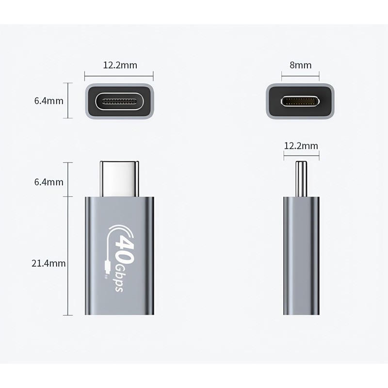 OUGCYG USB C Right Angle Adapter 2 Pack, 240W 40Gbps
