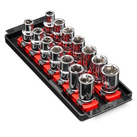 Ernst Manufacturing 8-Inch Socket Boss, 2-Rail Socket Tray, Red - 1/2" Drive